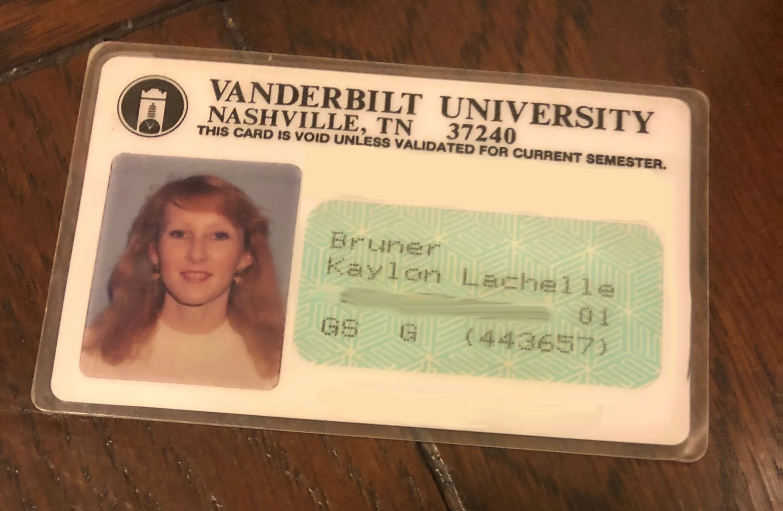 The Vanderbilt University ID I was issued in 1992. I have blurred out my social security number. Identity theft wasn’t a thing back then.