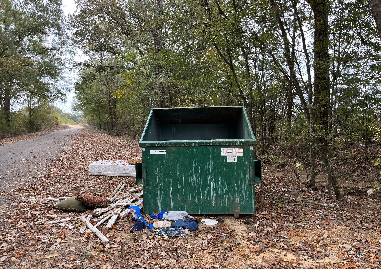 The pitch-in dumpster near Leana and David’s farm in Vaughan, Mississippi.